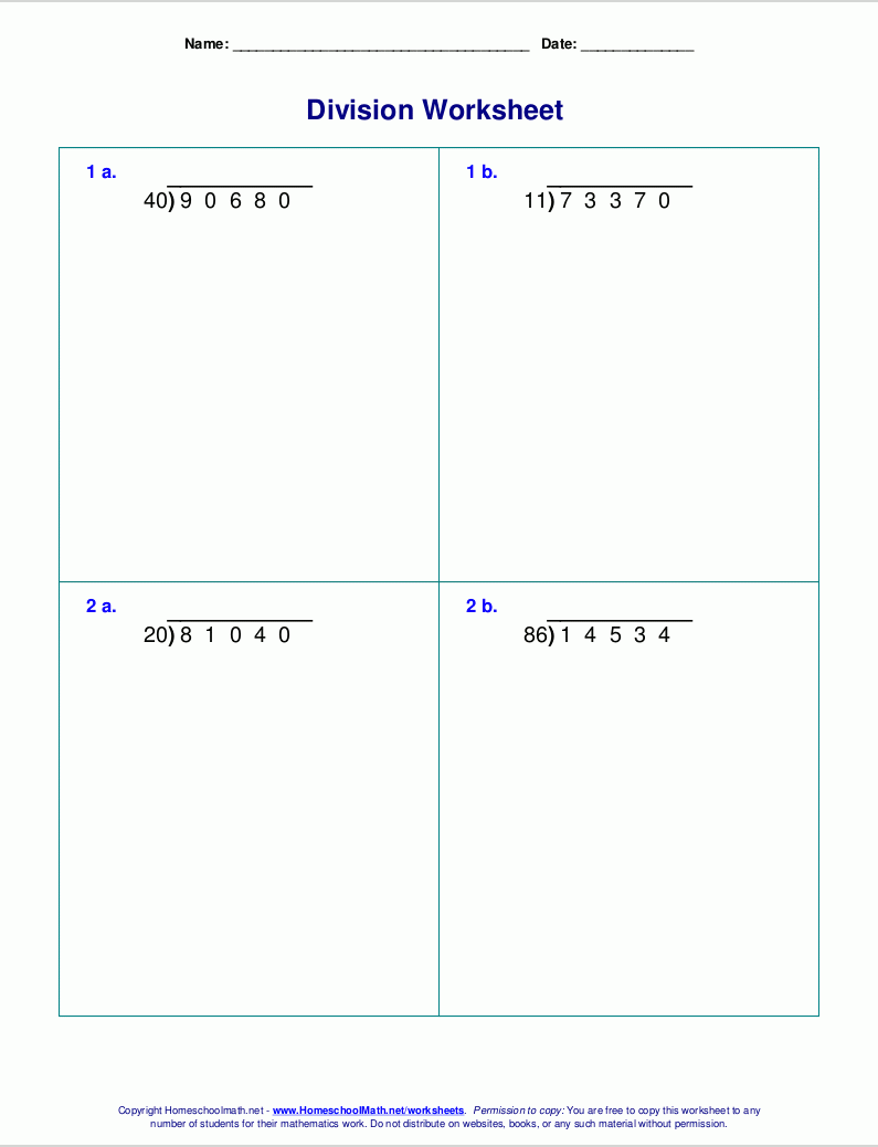 Free Printable Division Worksheets Grade 5