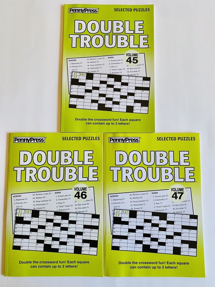 Lot Of 3 DOUBLE TROUBLE Penny Press Selected Puzzles DELL Variety 