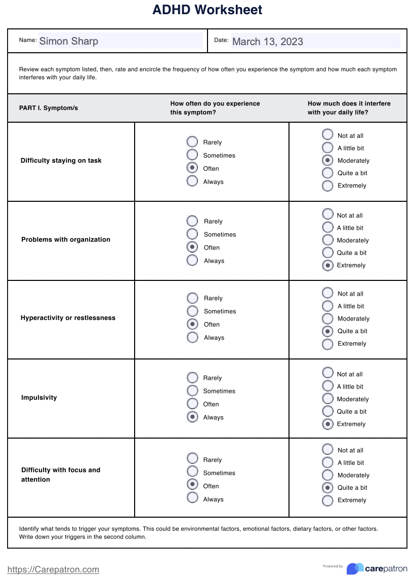 Managing ADHD Worksheet Therapist Aid Worksheets Library