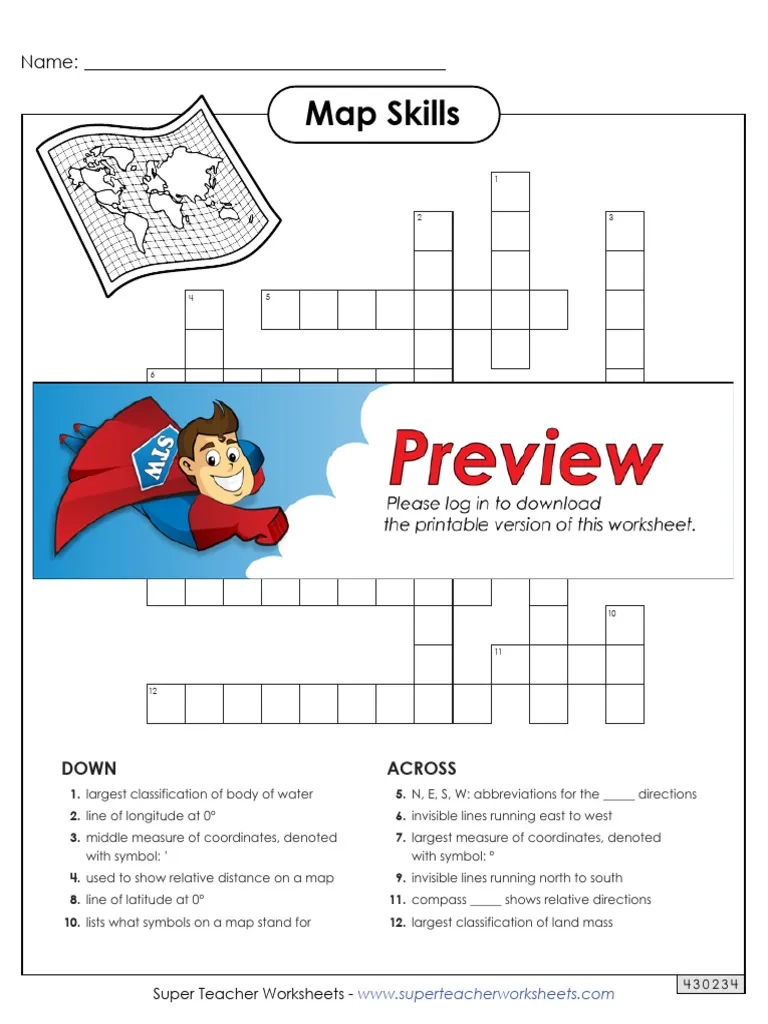 Map Crossword Puzzles Printable