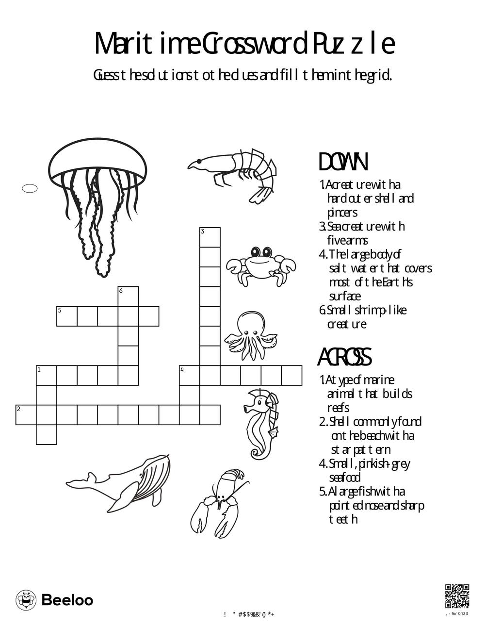 Maritime Crossword Puzzle Beeloo Printable Crafts And Activities 