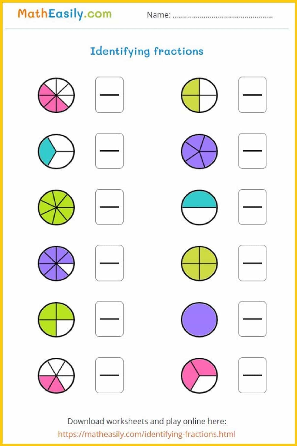 1st Grade Math Worksheets Printable Fractions