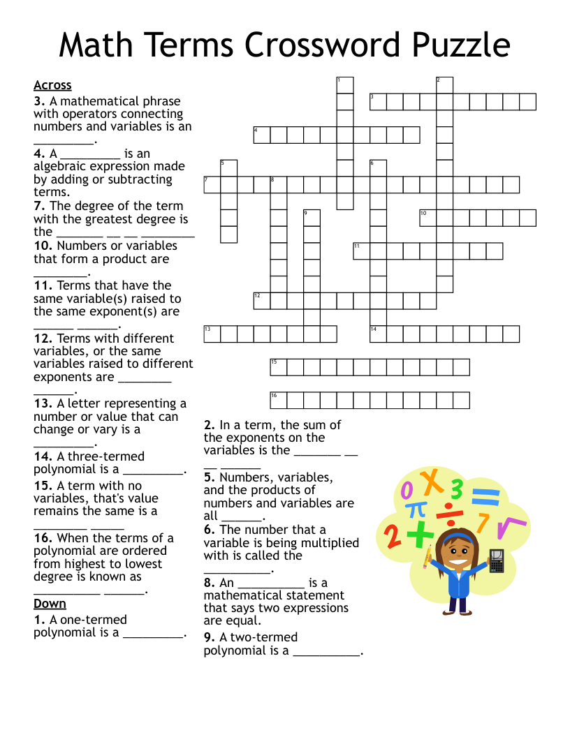 Free Printable Math Crosswords