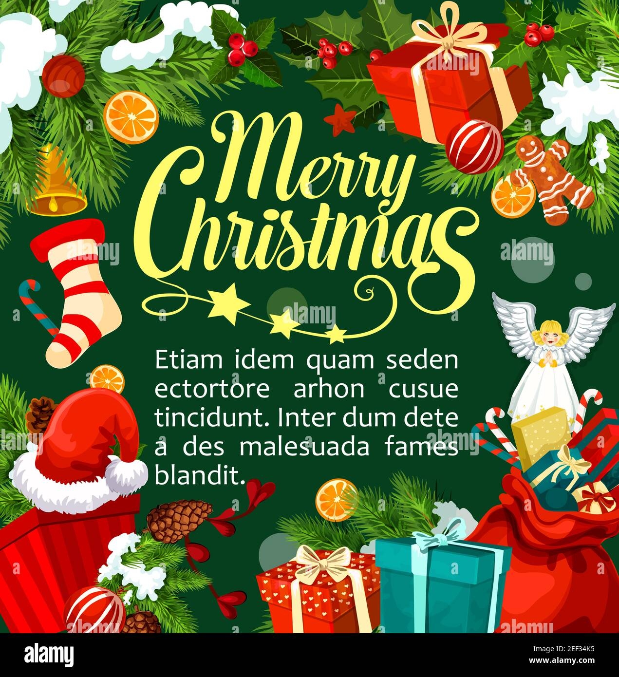 Merry Christmas Greeting Card Design Template Of Congratulations 