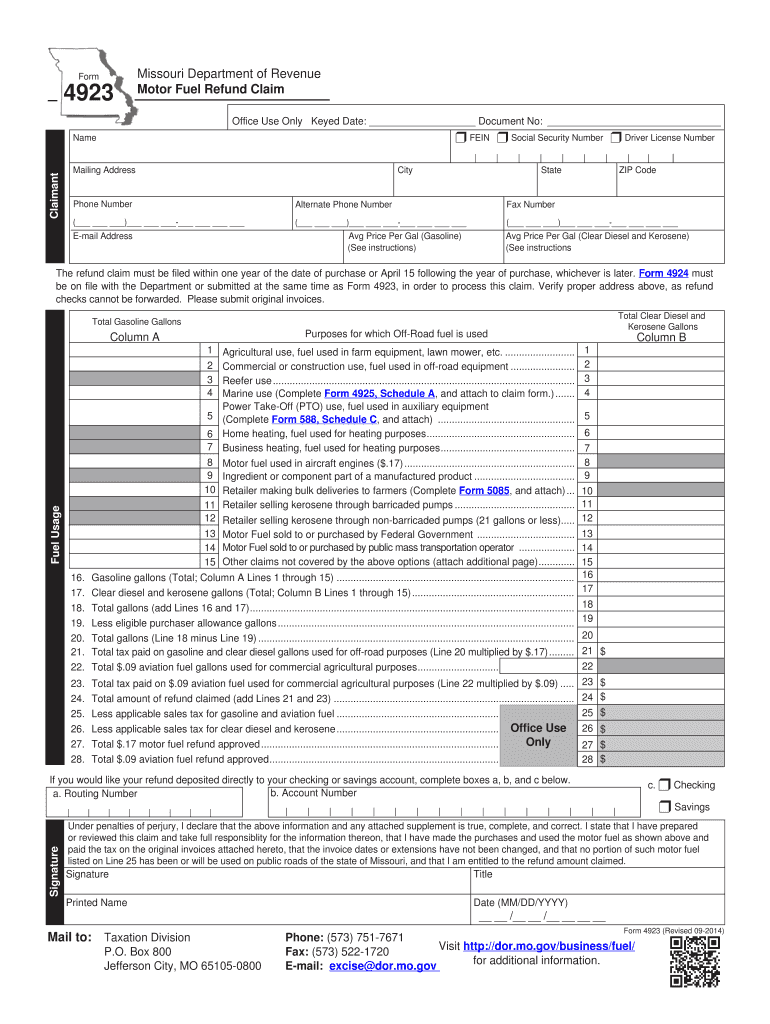 Missouri Form 4923 H Form