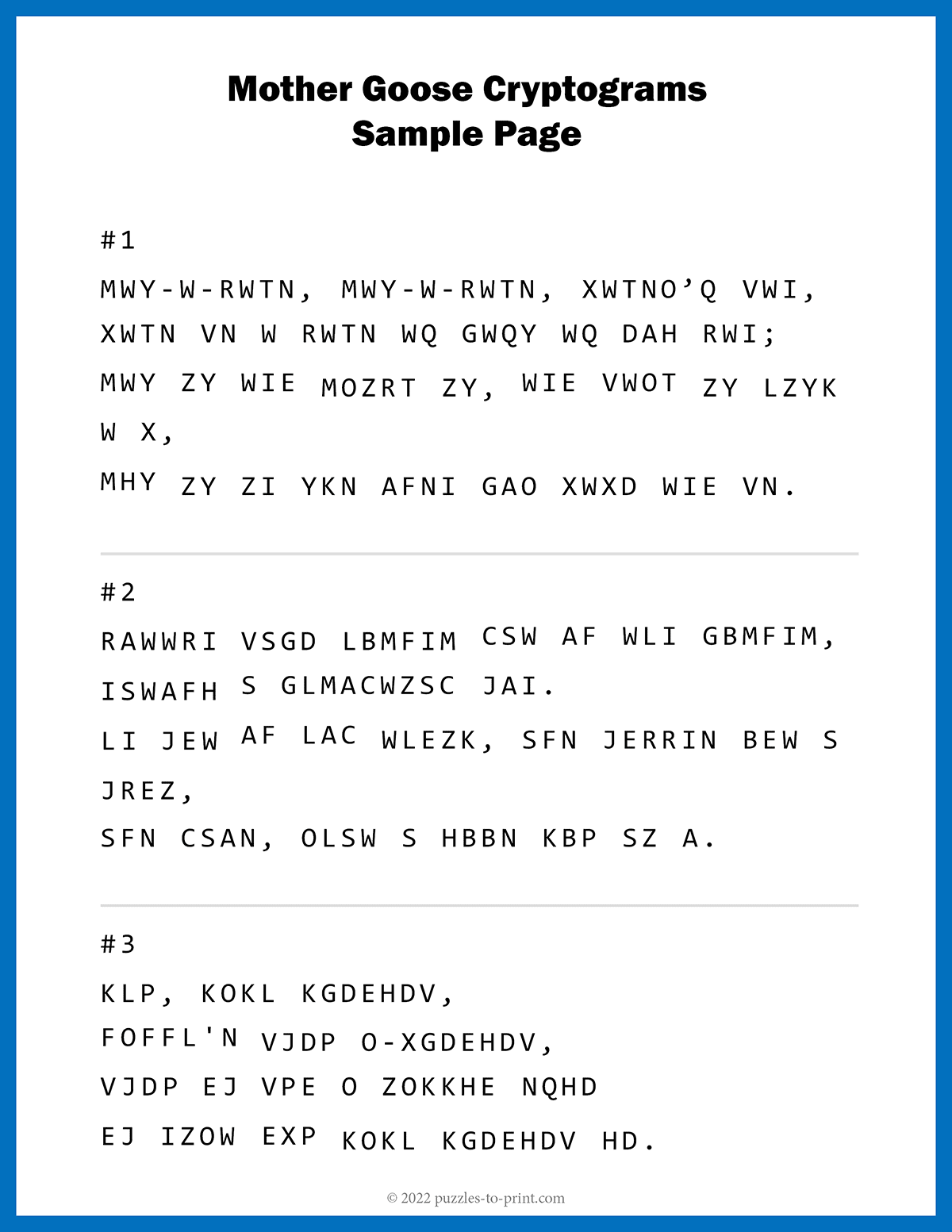 Free Printable Cryptogram Puzzles Printable