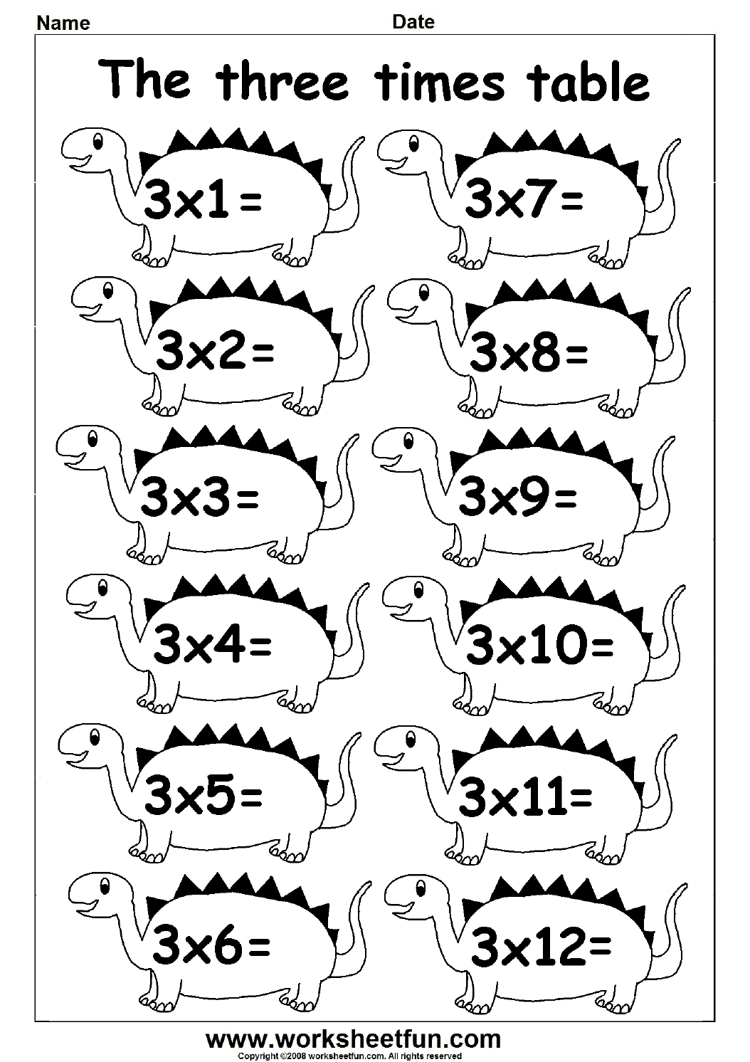 Free Printable Multiplication Worksheets 3s