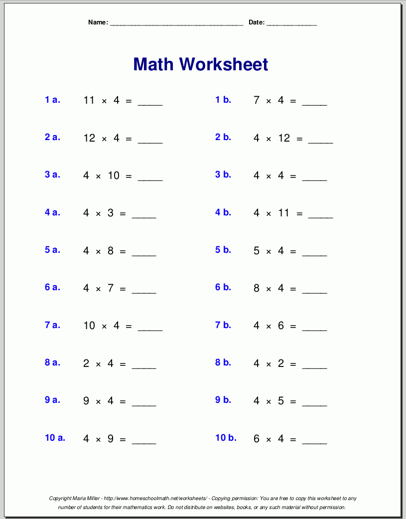 Times Tables Worksheets Printable Year 3