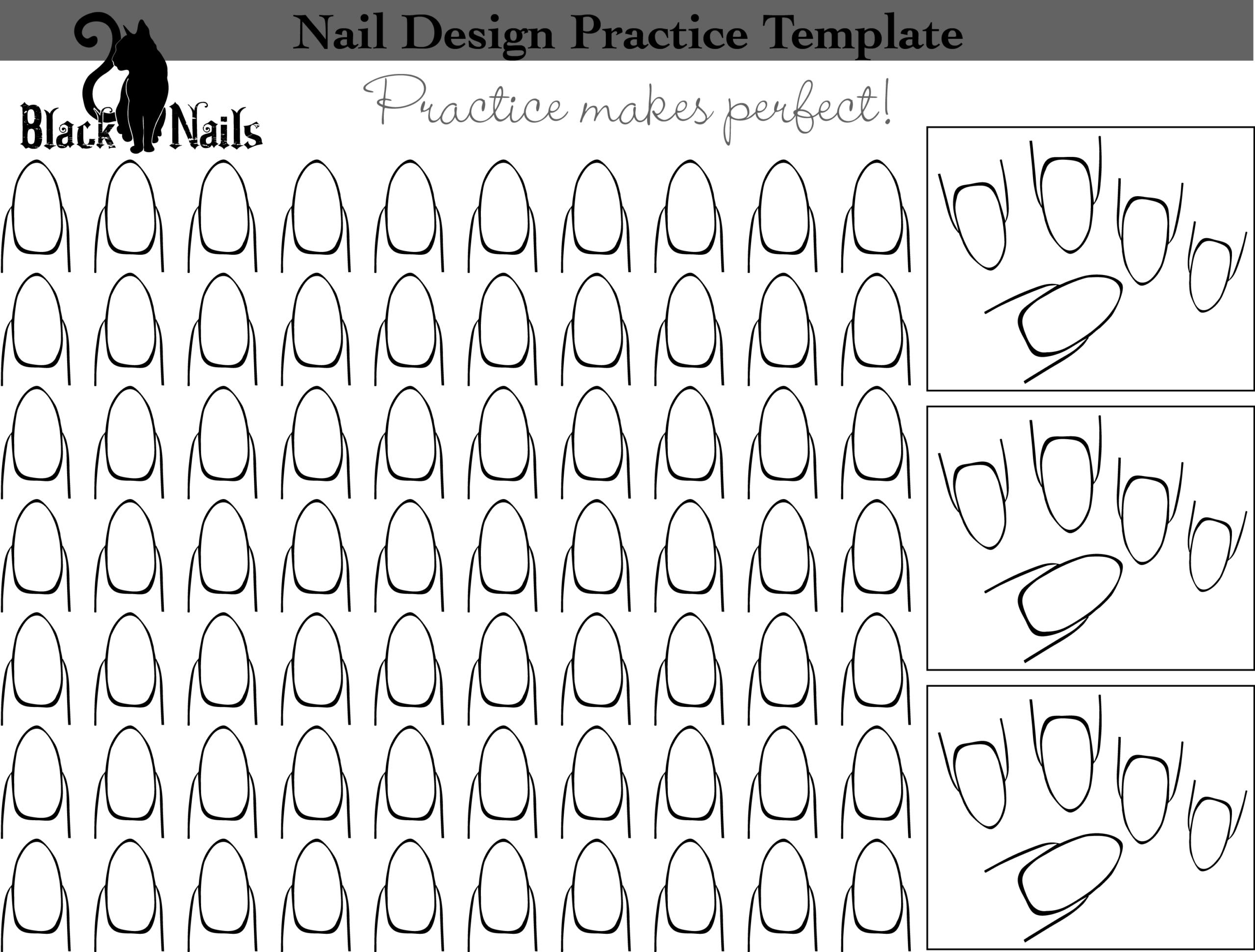 Nail Art Design Practice Templates Or Sheets