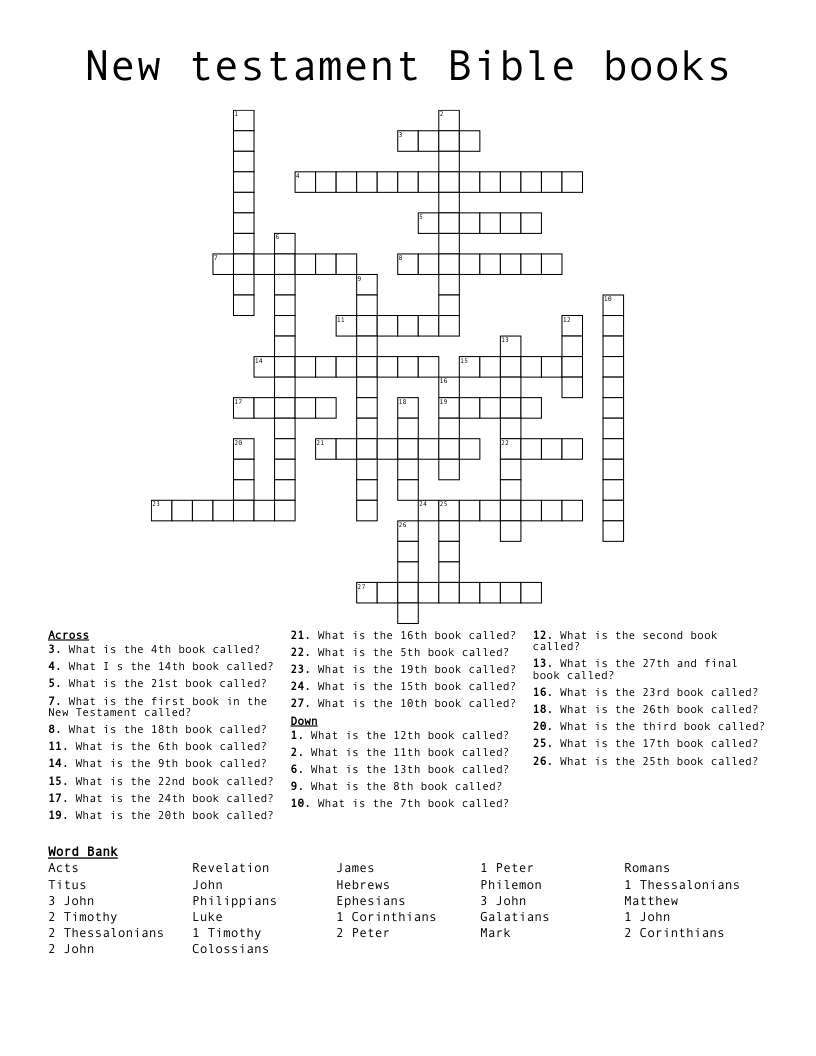 Adult Printable Bible Crossword Puzzles