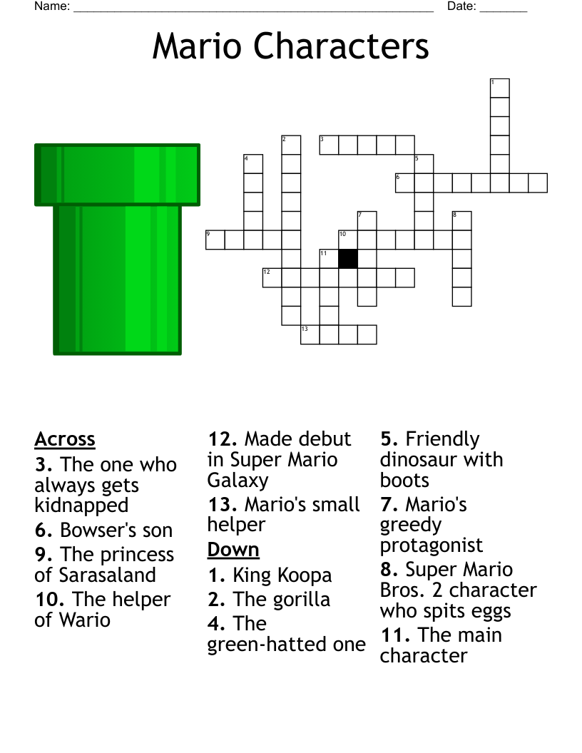 Video Game Crossword Puzzles Printable