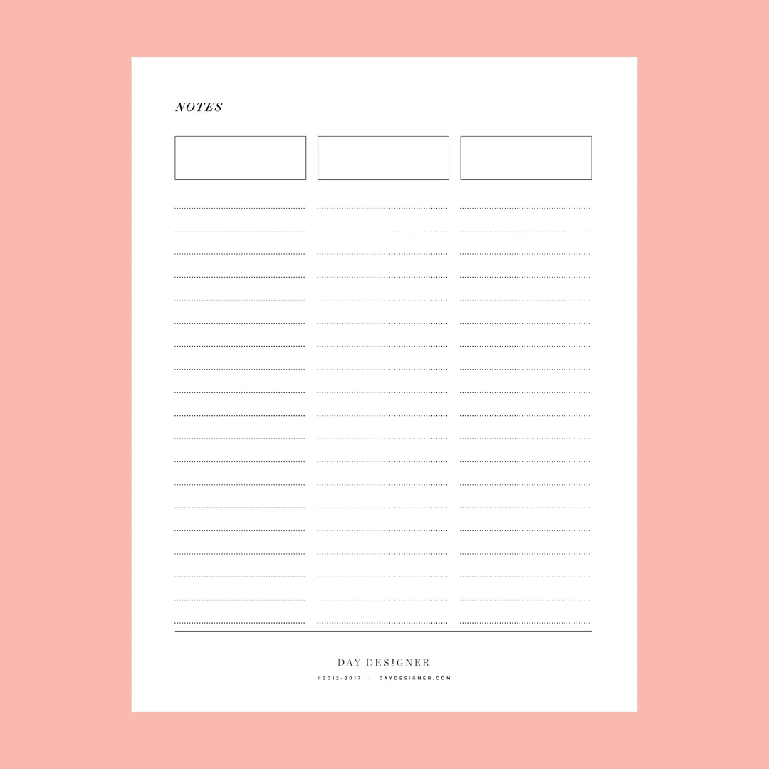 Note Taking Worksheet Printable Day Designer