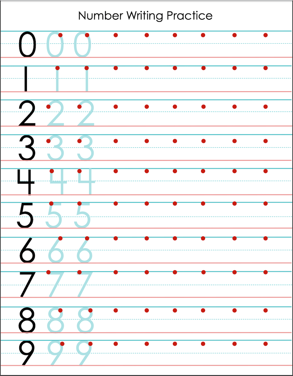 Free Printable Handwriting Worksheets Numbers