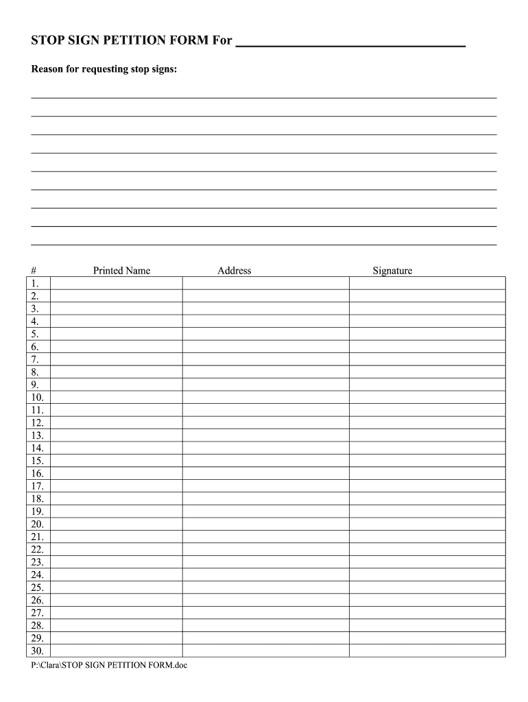 NV Stop Sign Petition Form Fill Online Printable Fillable 