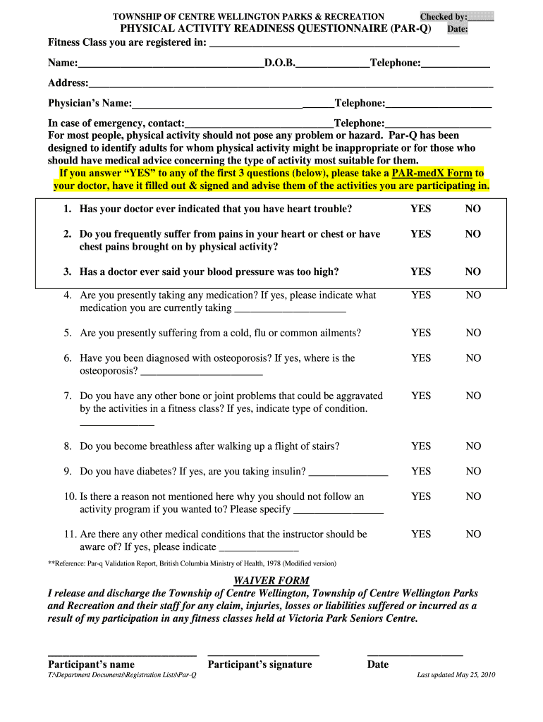 Par Q Form Template Uk