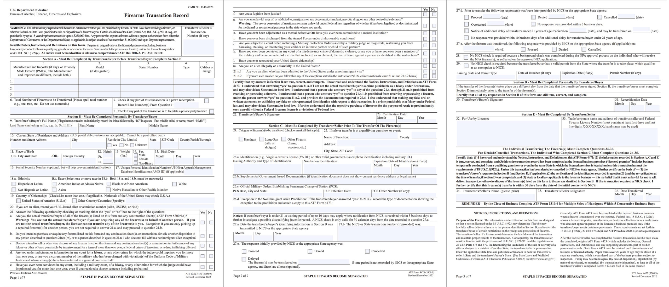 Atf Form 4473 Printable