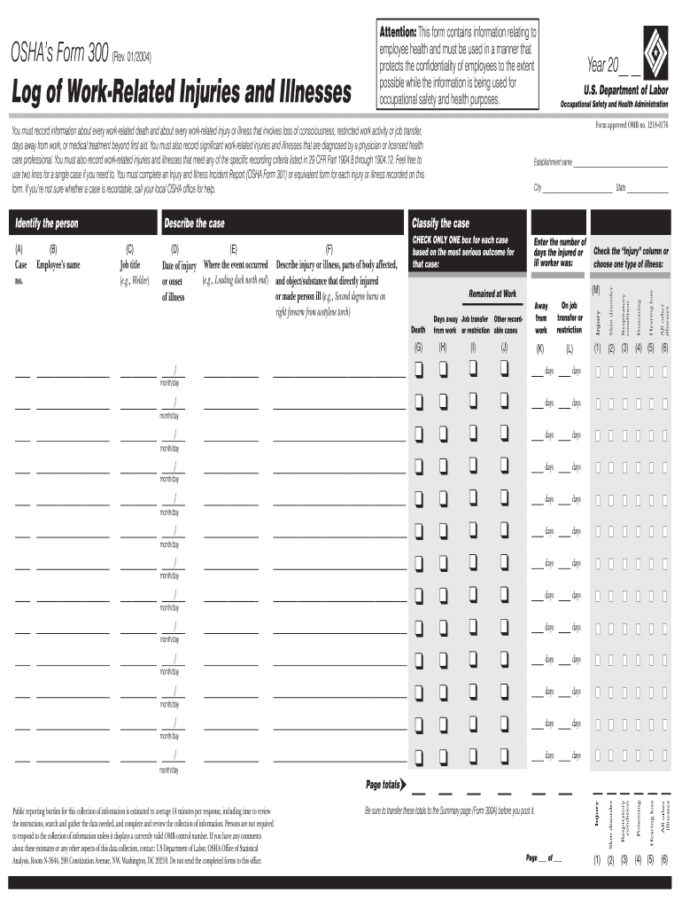 Osha 300 Log Pdf Fill Out amp Sign Online DocHub