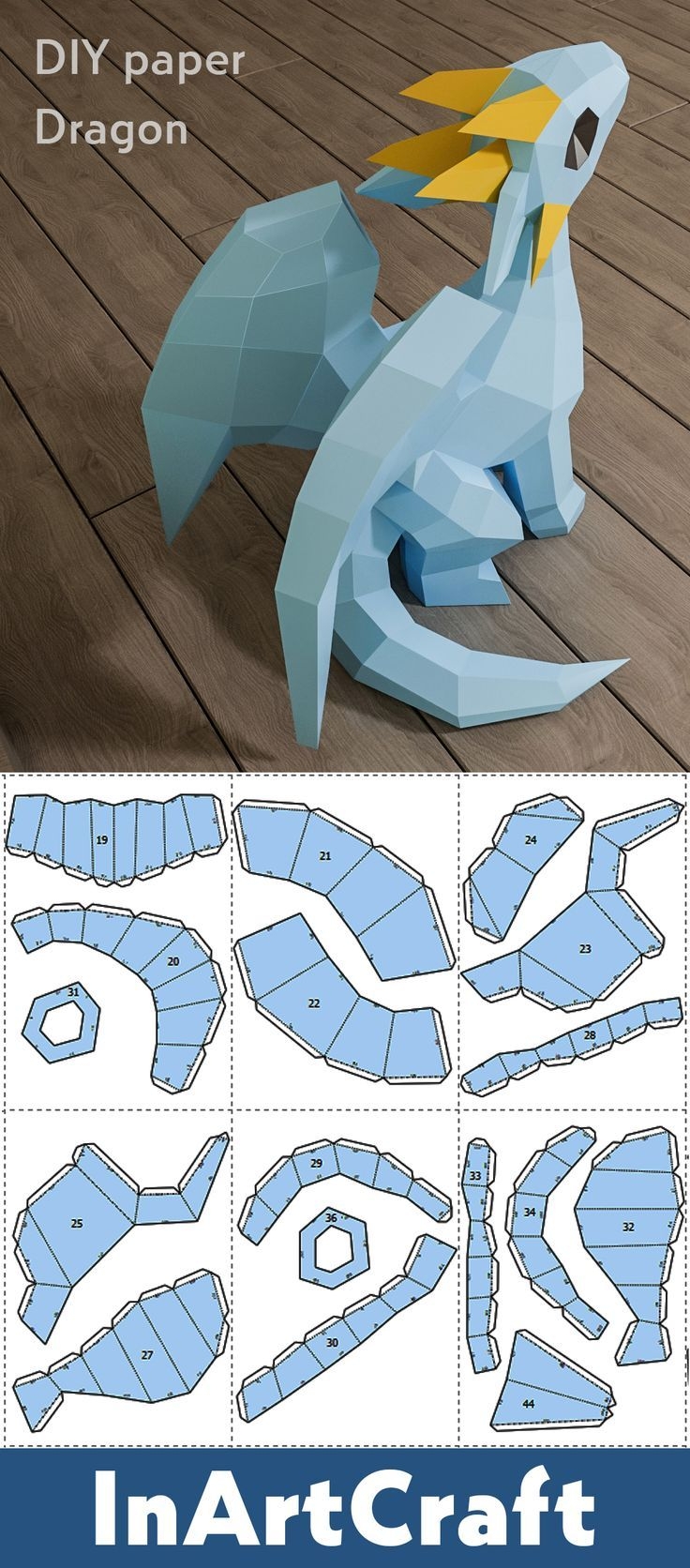Papercraft Dragon Little Dragon Baby Paper Craft Model PDF 