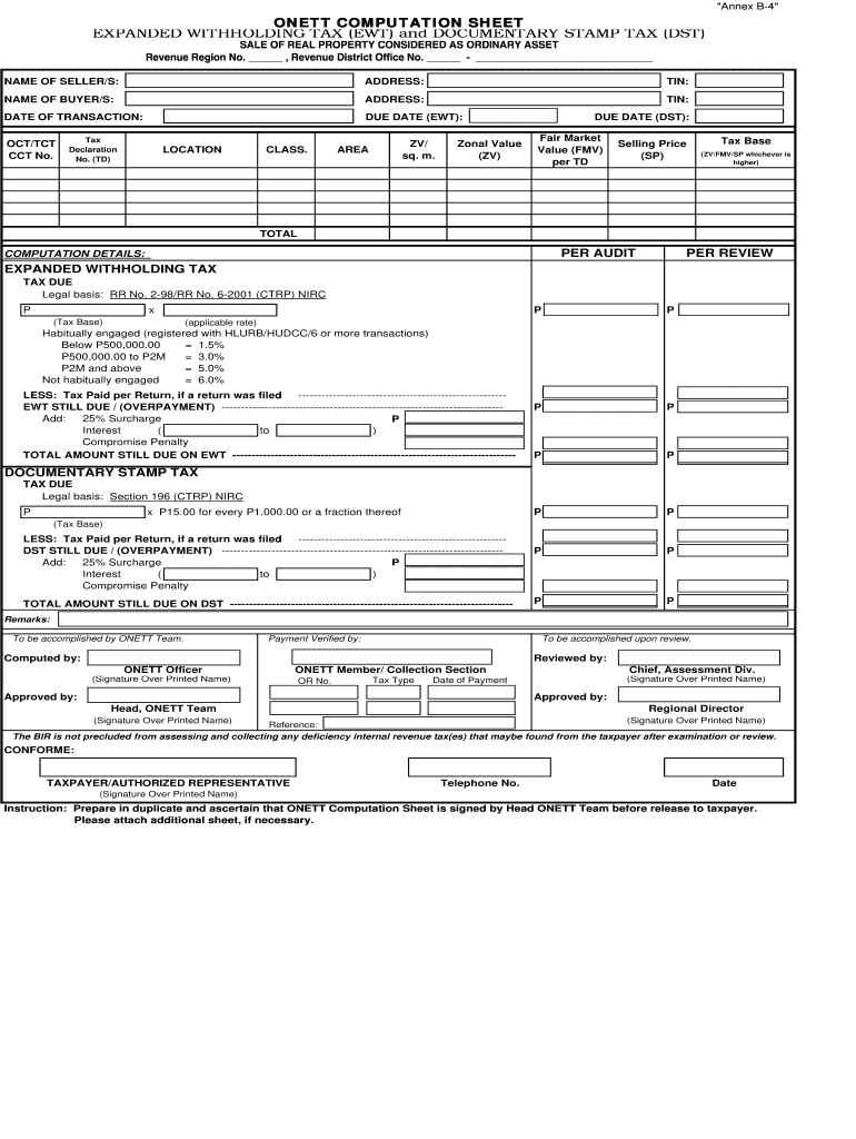 Bir Form 2000 Dst Printable