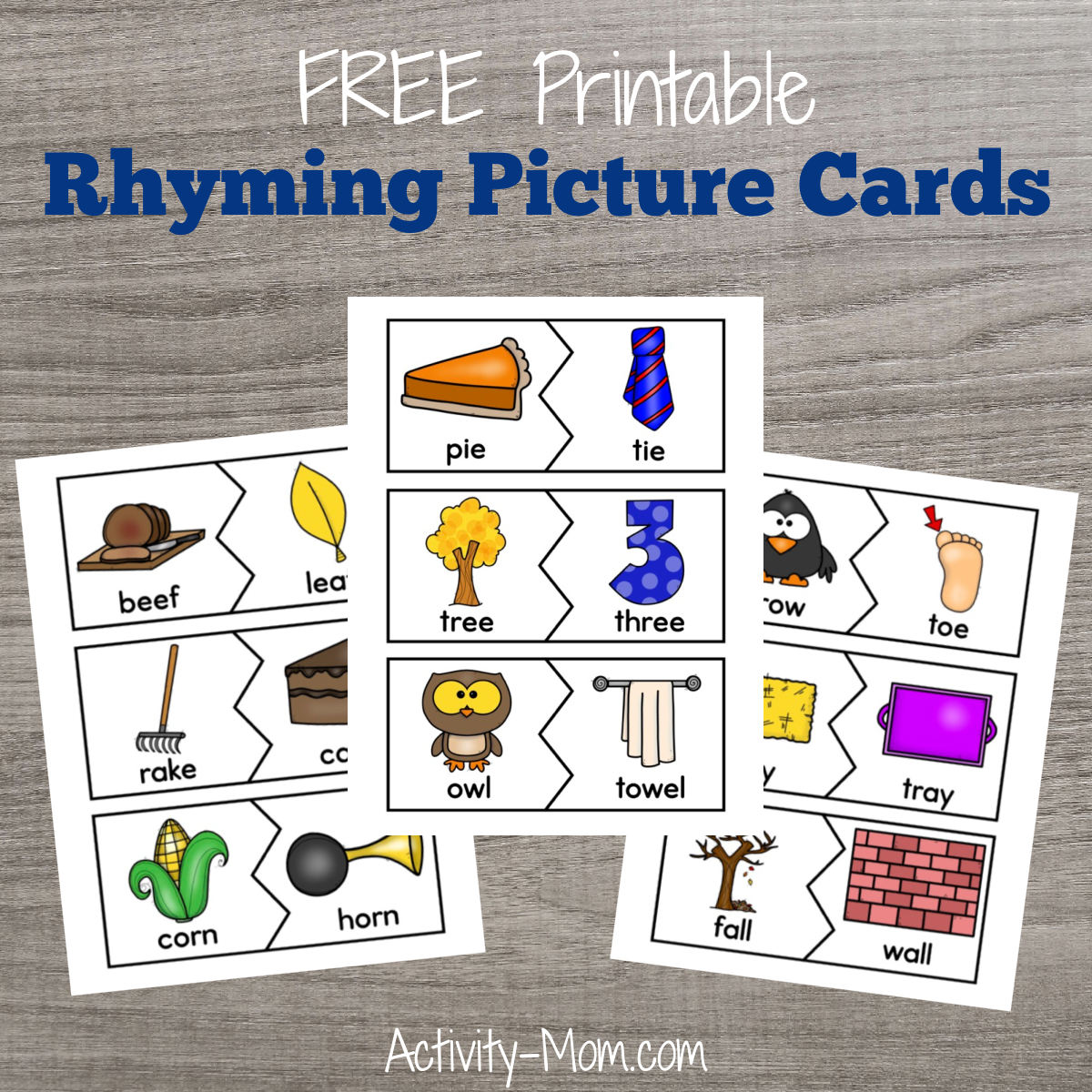 Free Rhyming Words Printables