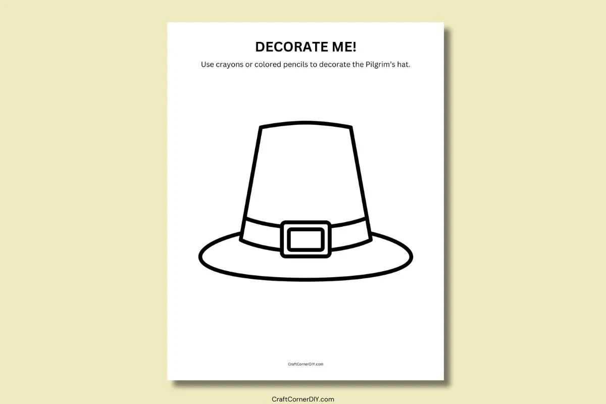 Printable Pilgrim Hat Template