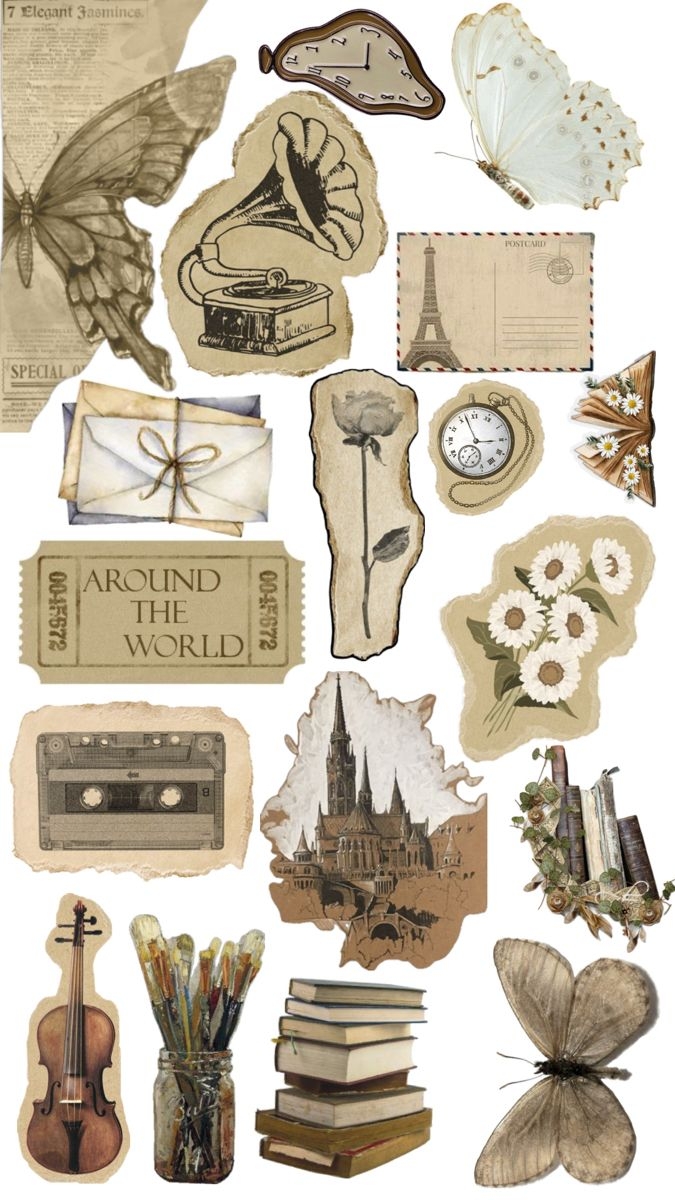 Vintage Scrapbook Designs Printable Stickers
