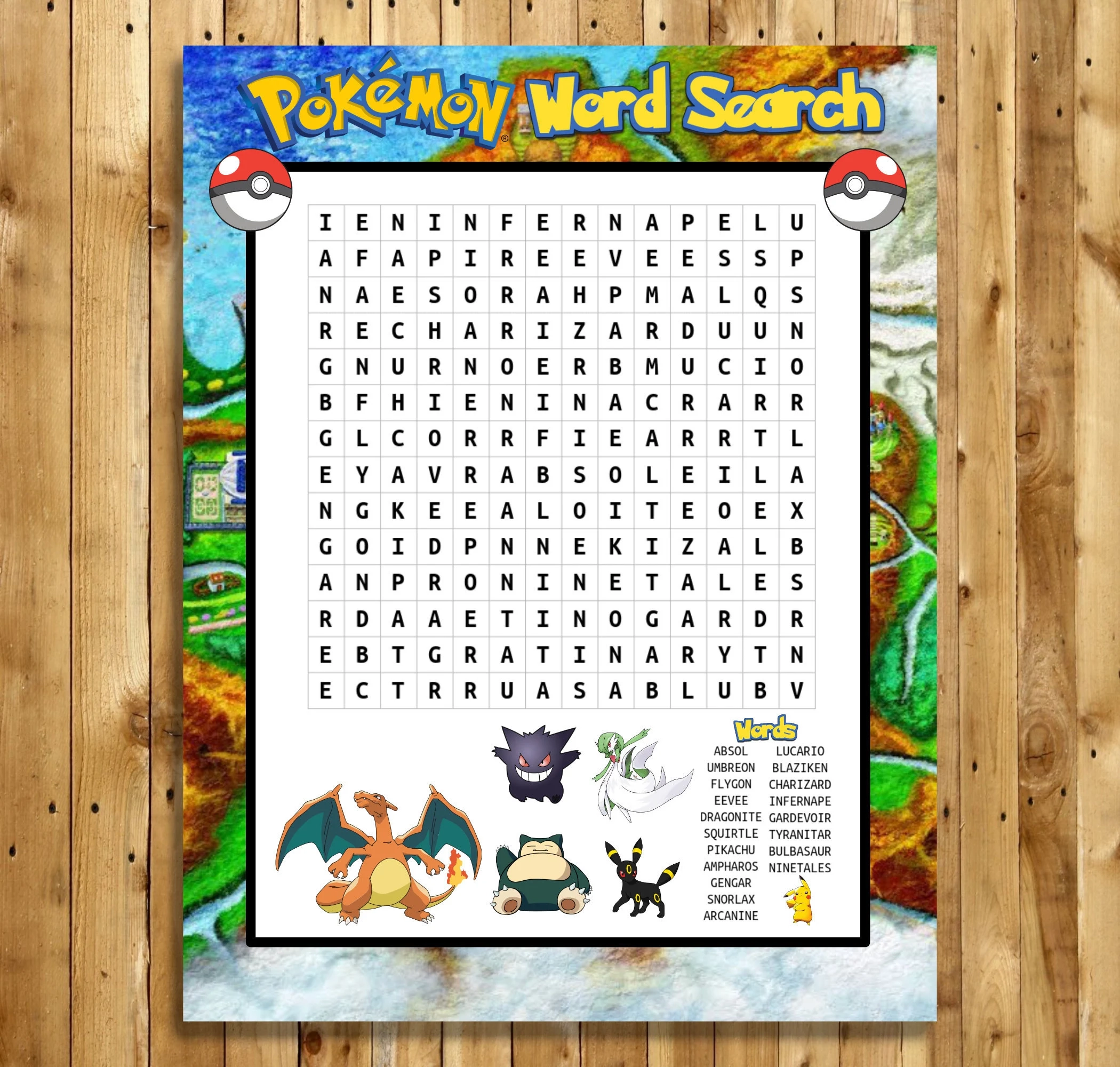 Pokemon Word Search Printable