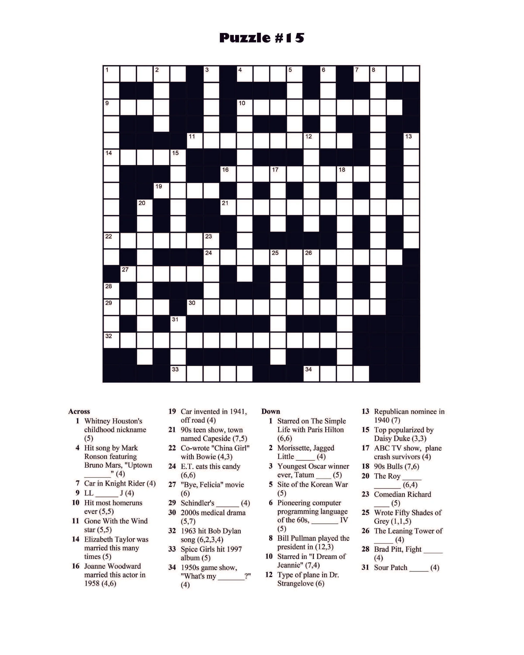 Pop Culture Crossword Puzzles Dylanna Press