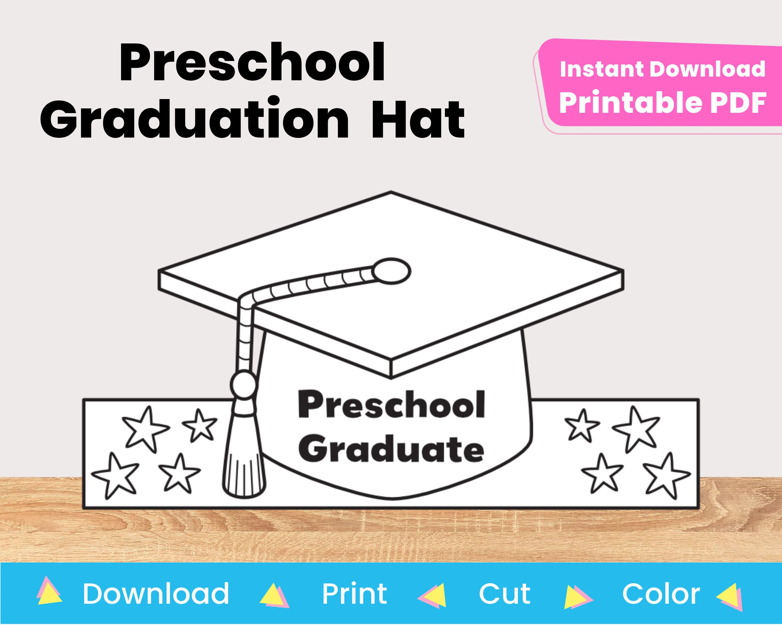 Preschool Graduation Hat Kid Craft Paper Crown digital Download 