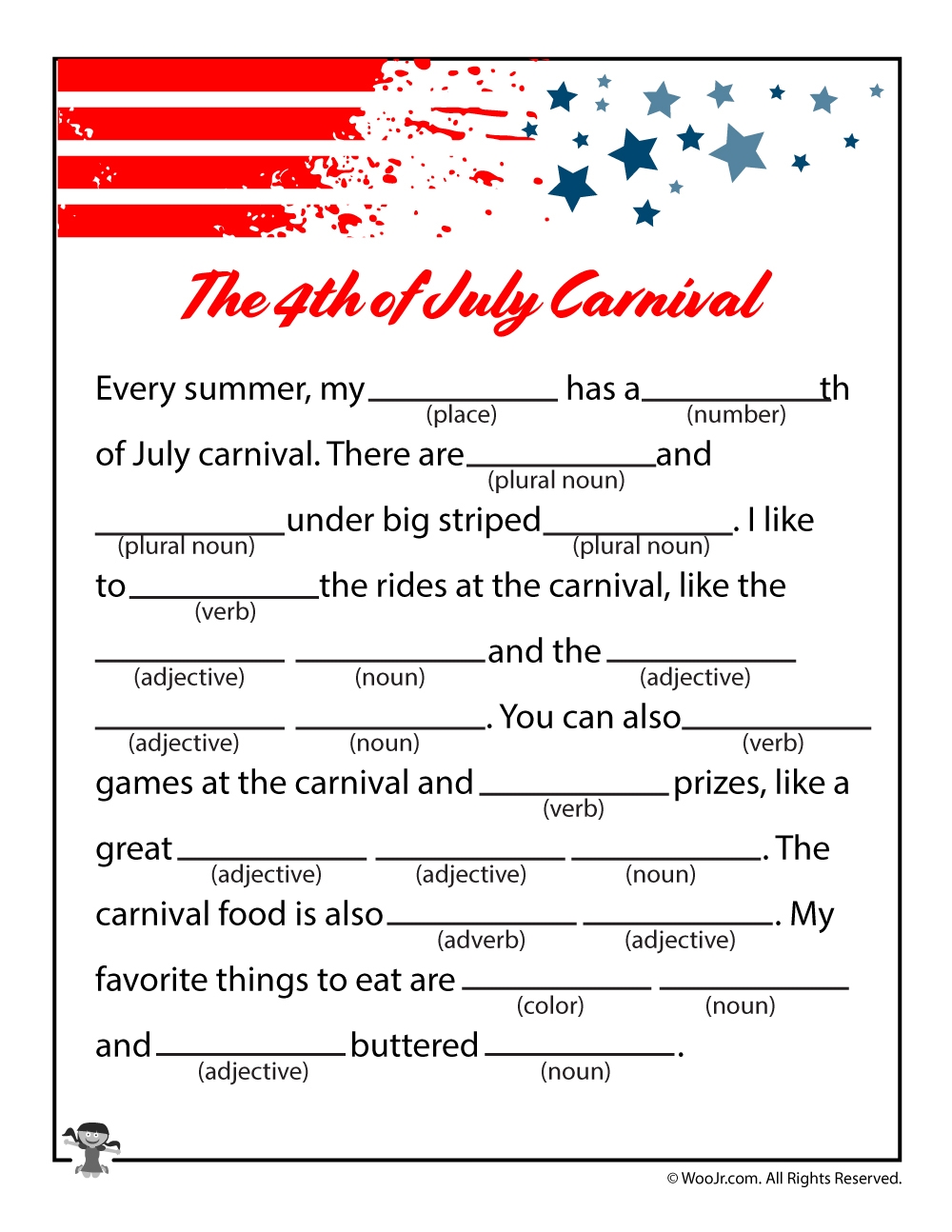 Printable 4th Of July Ad Libs For Kids Woo Jr Kids Activities 