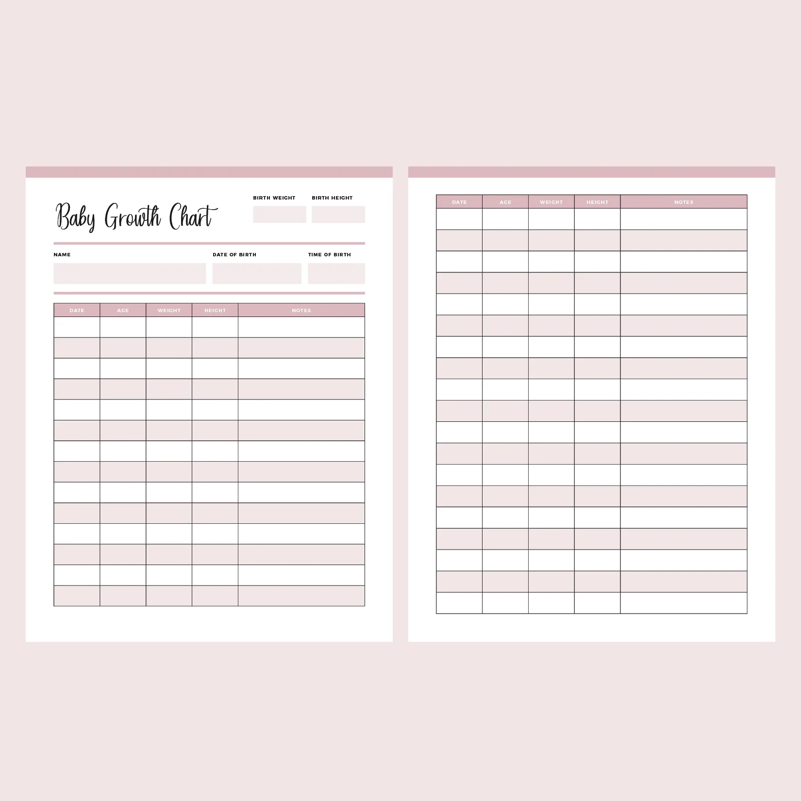 Growth Chart Template Printable