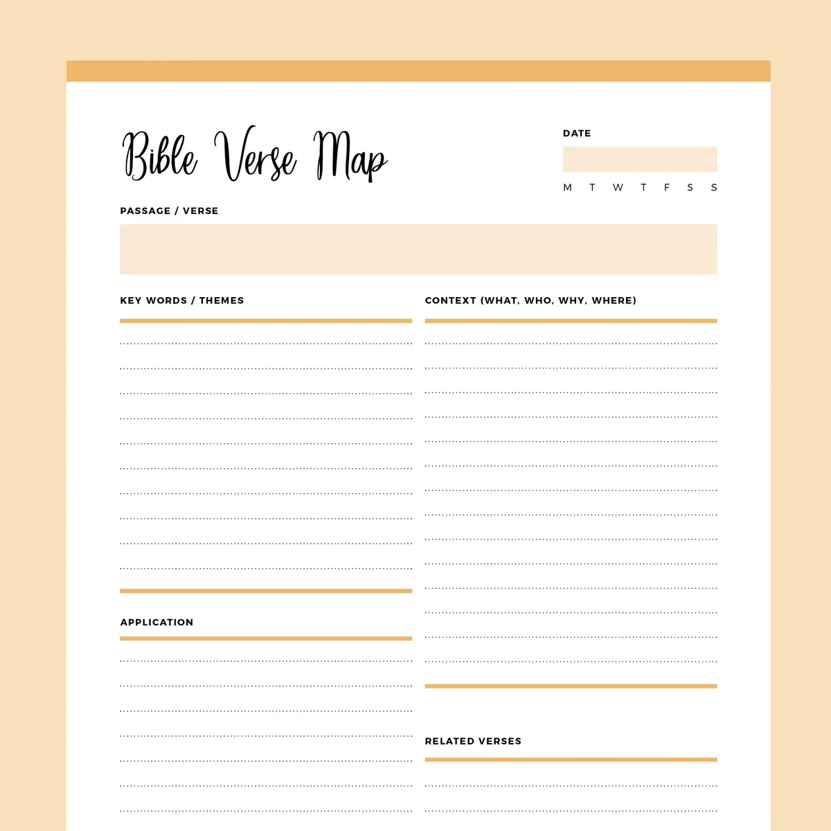 Printable Bible Verse Mapping Template Instant Download PDF