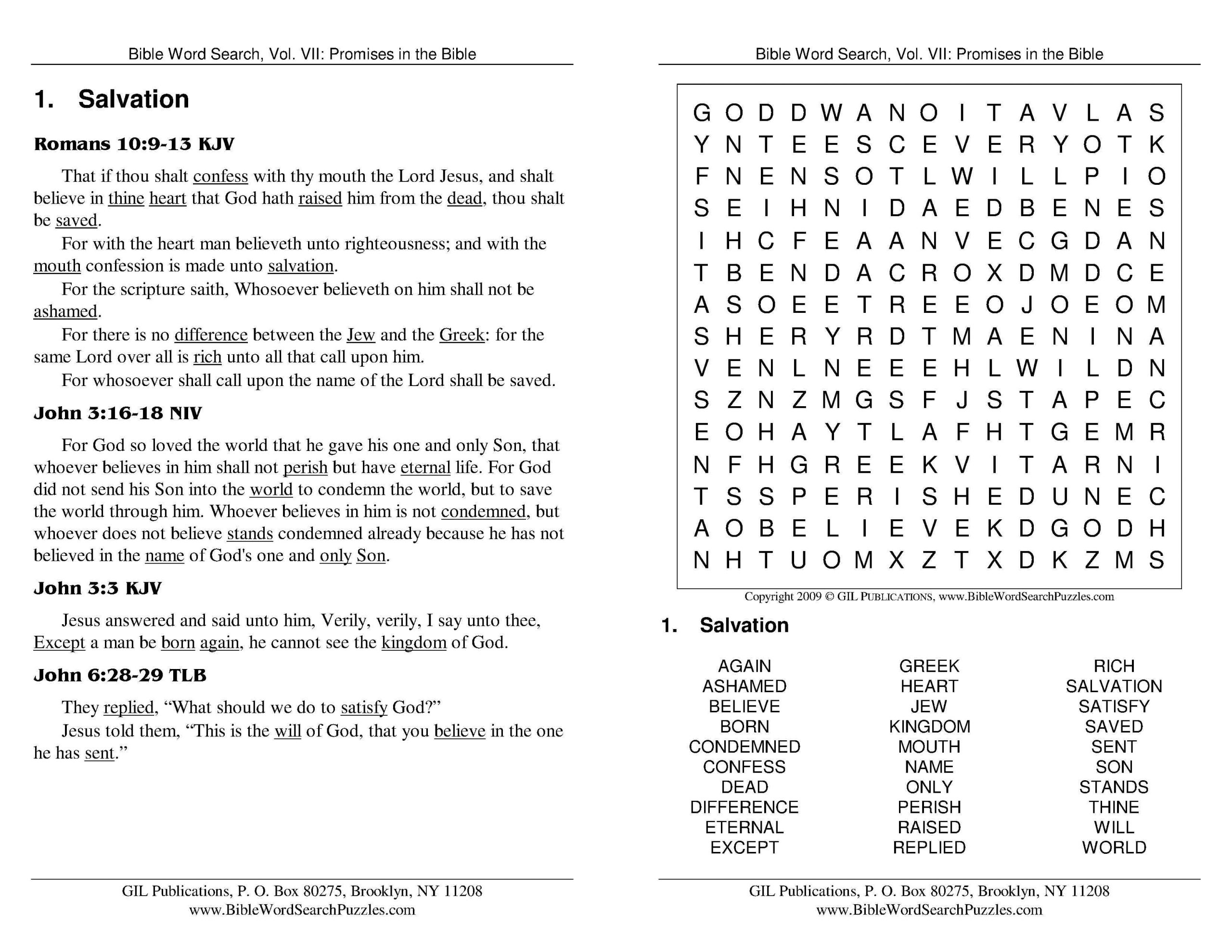 Printable Bible Word Search Puzzles Printable