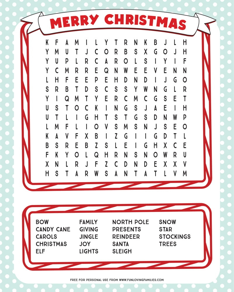 Printable Christmas Word Search Puzzles Free