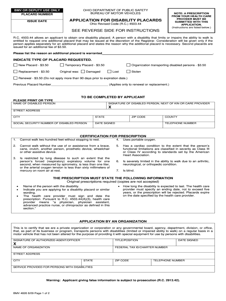 Printable Form Bmv 4826 Ohio Pdf Fill Out amp Sign Online DocHub