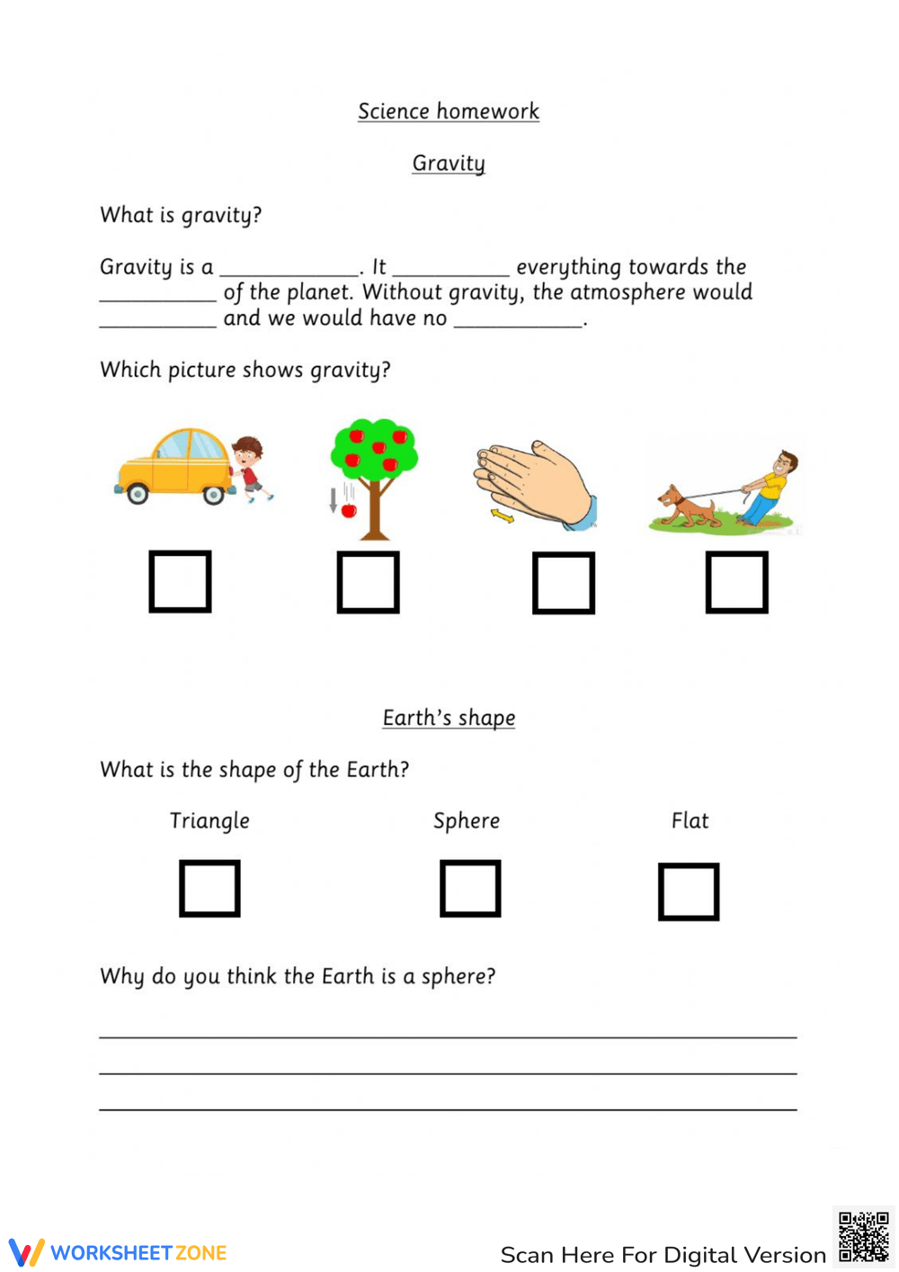 Printable Grade 3 Gravity Worksheets