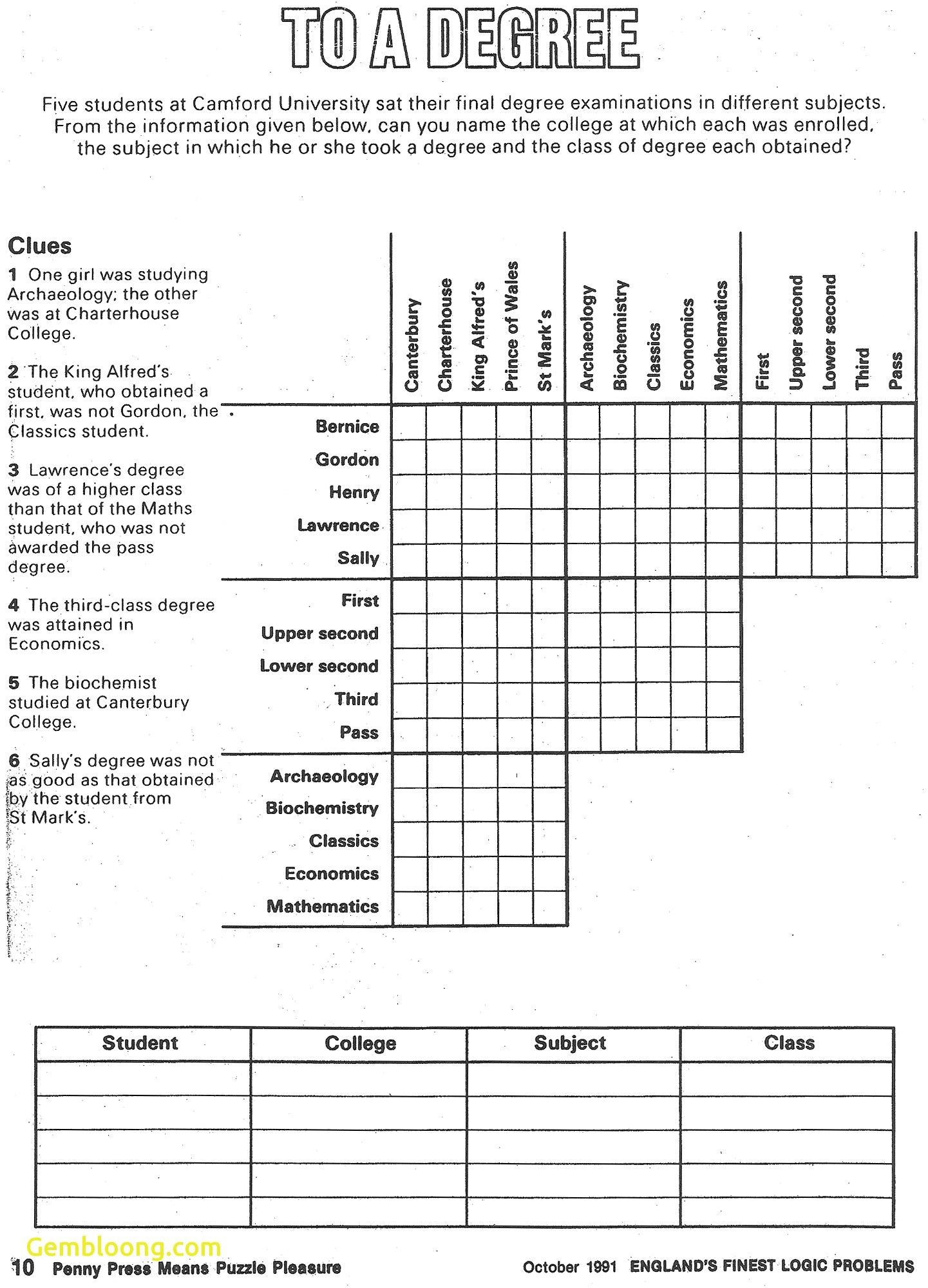 Printable Logic Puzzles