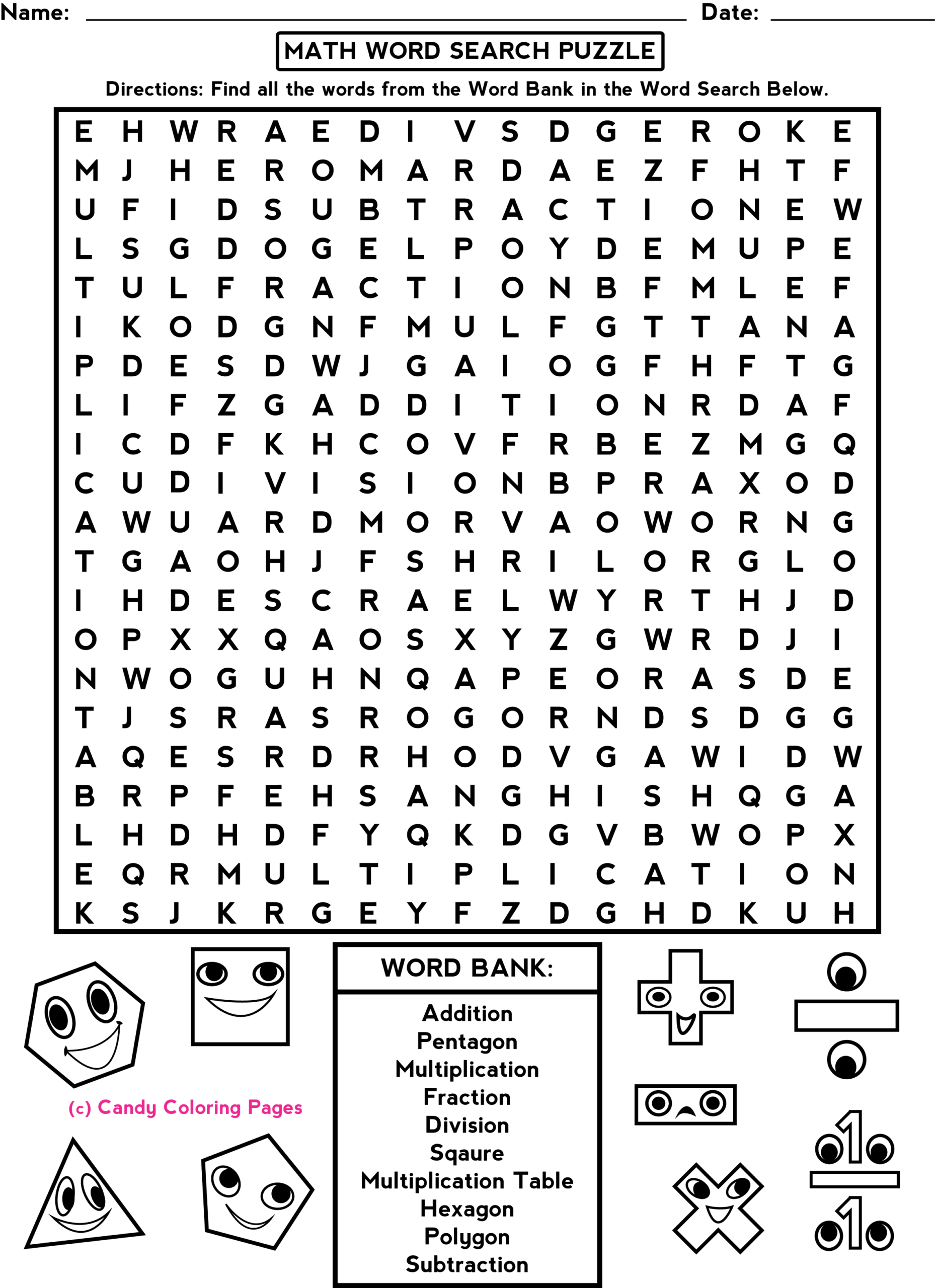 Printable Maths Puzzles For Kids