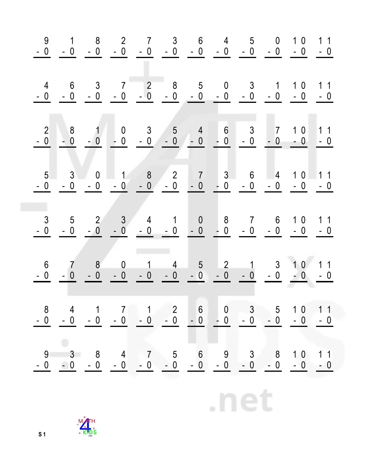 Subtraction Worksheets Free Printable