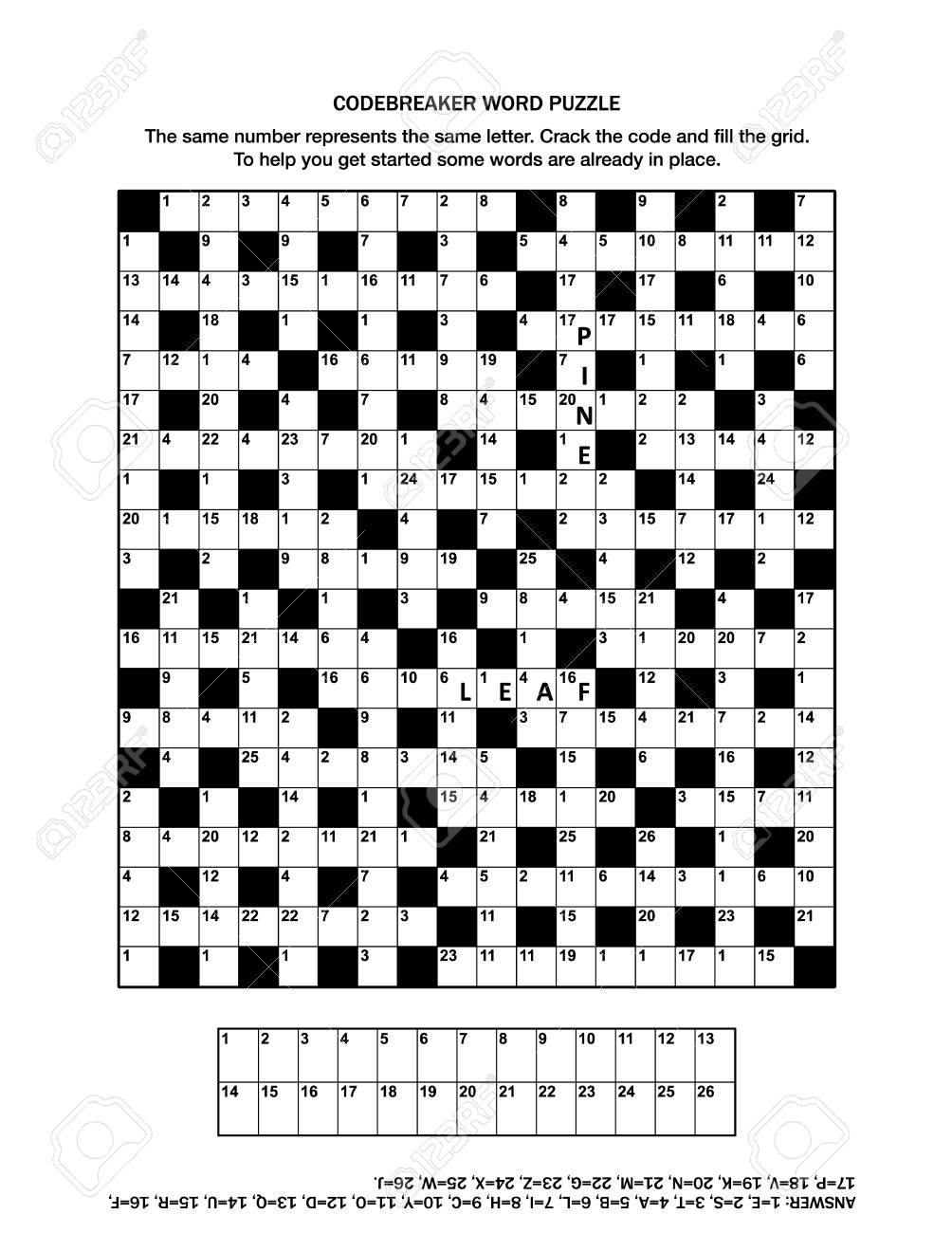 Puzzle Page With Codebreaker codeword Code Cracker Word Game Or 