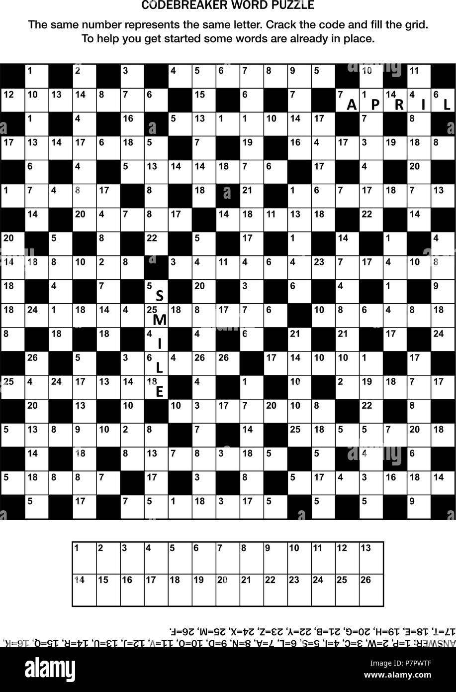 Puzzle Page With Codebreaker codeword Code Cracker Word Game Or 