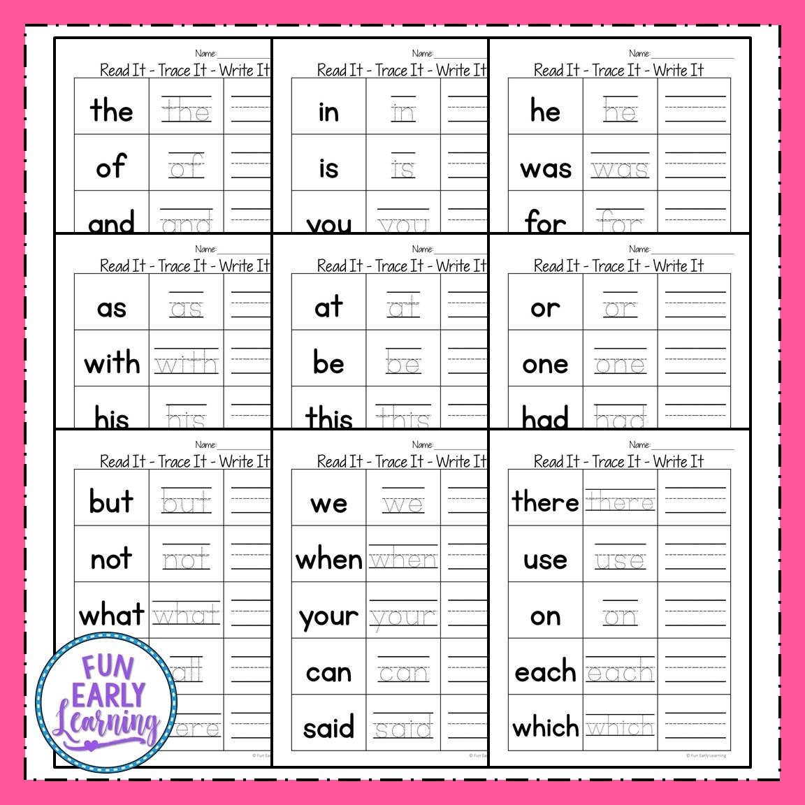 Free Printable Sight Word Activity Worksheets