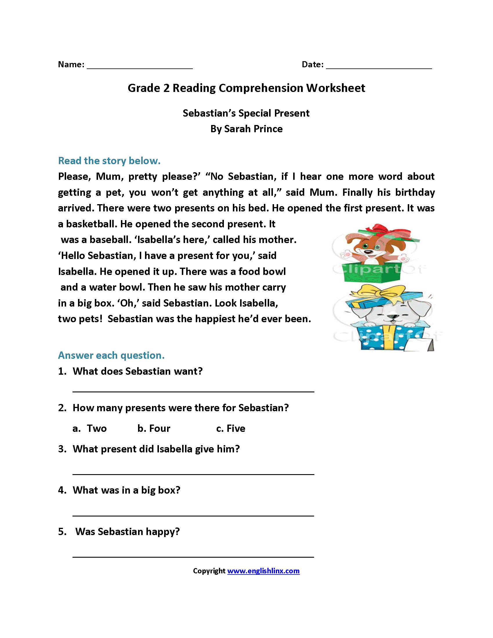 2nd Grade Worksheets Printable Reading