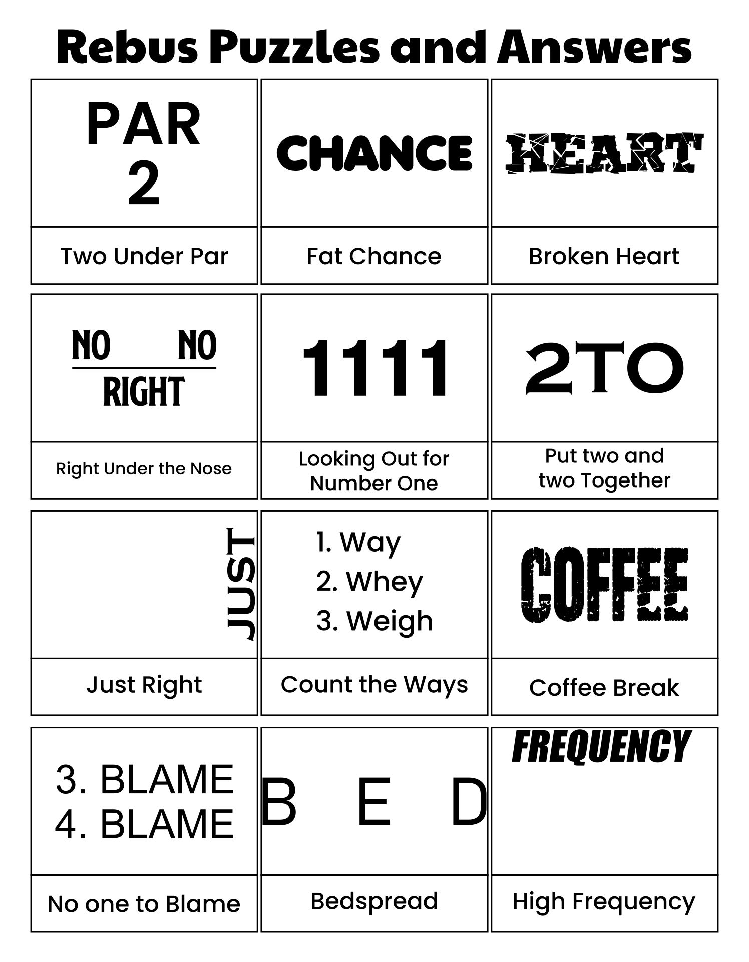 Rebus Puzzles Printable Worksheet