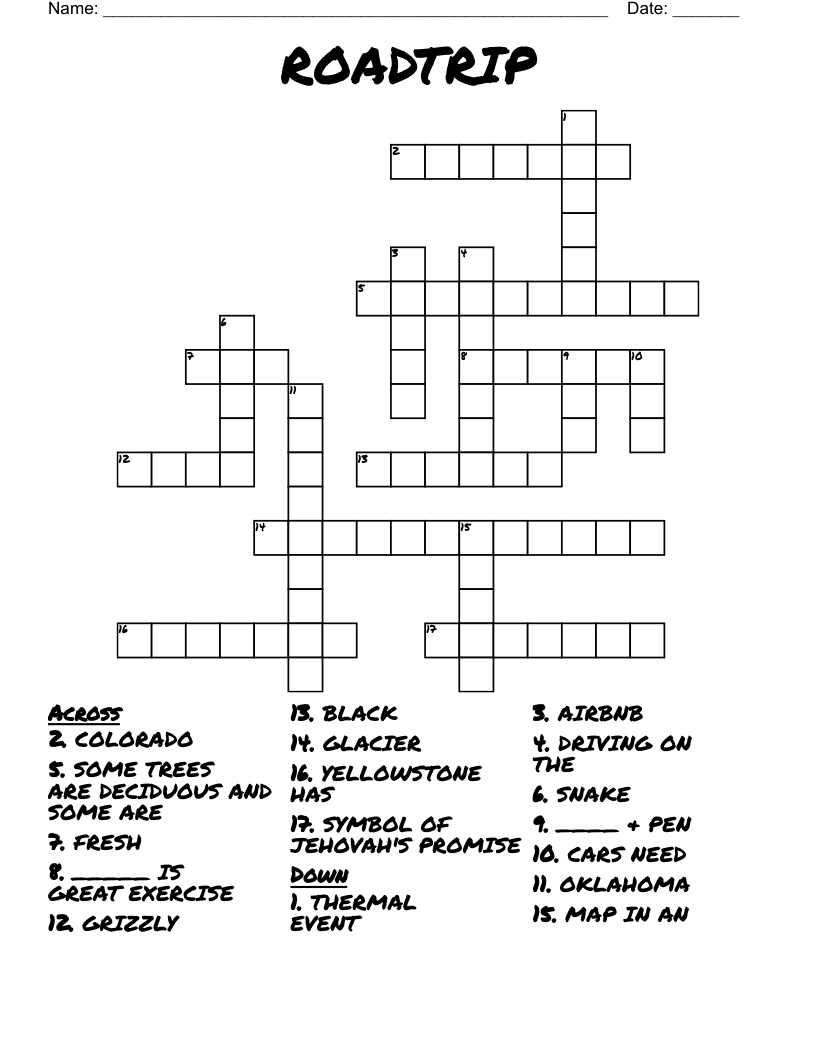 ROADTRIP Crossword WordMint
