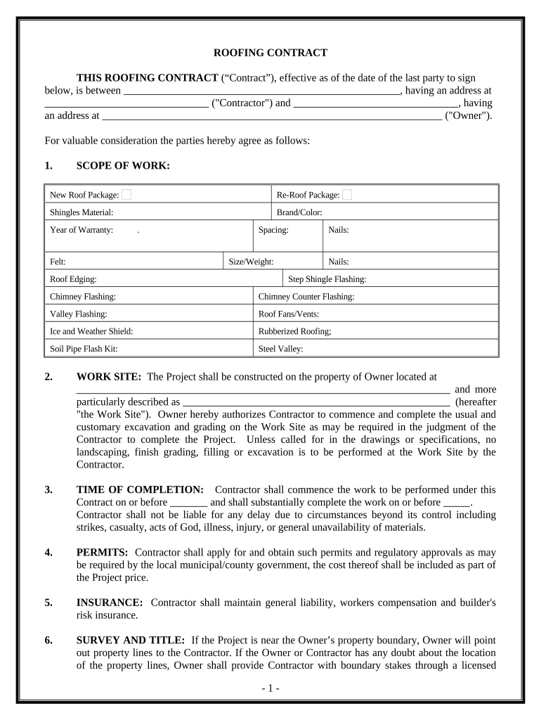Roofing Contract Template Doc Template PdfFiller