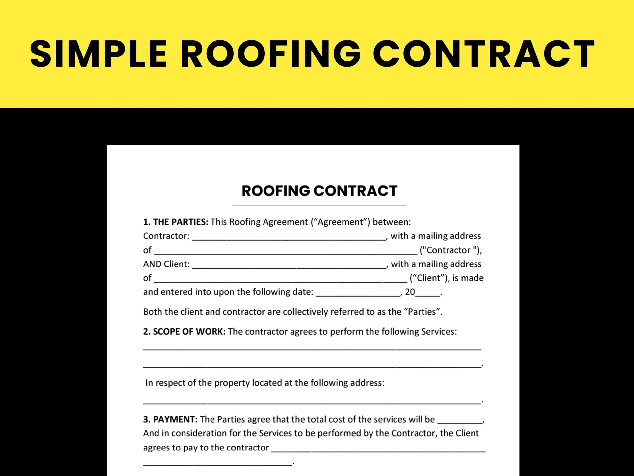 Free Printable Roofing Contract Template