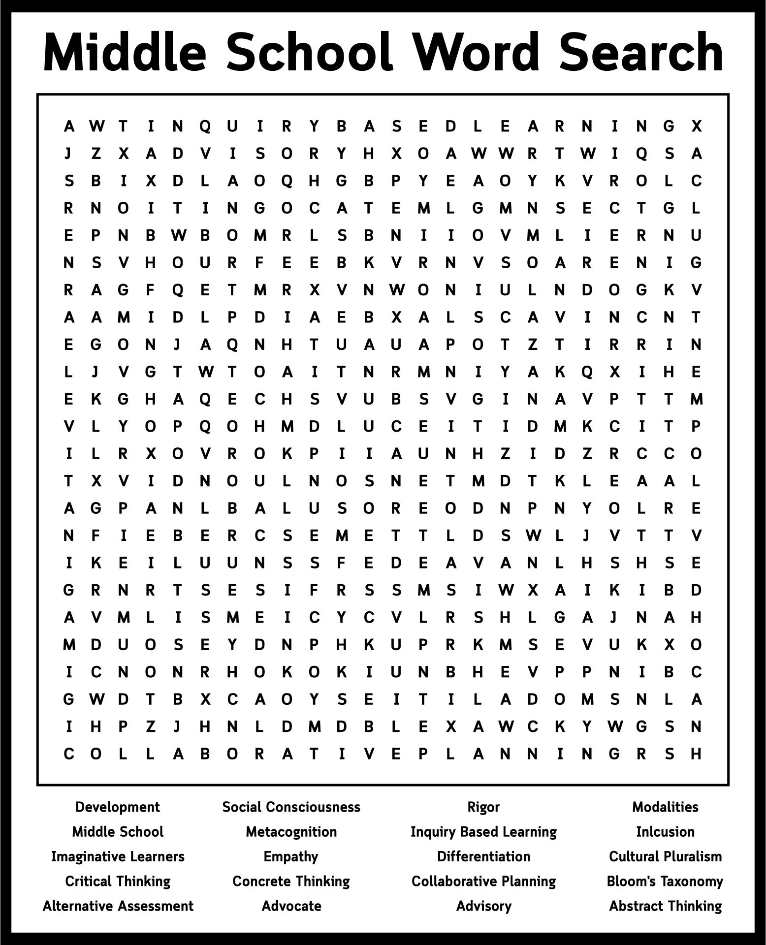 High School Puzzles Printable