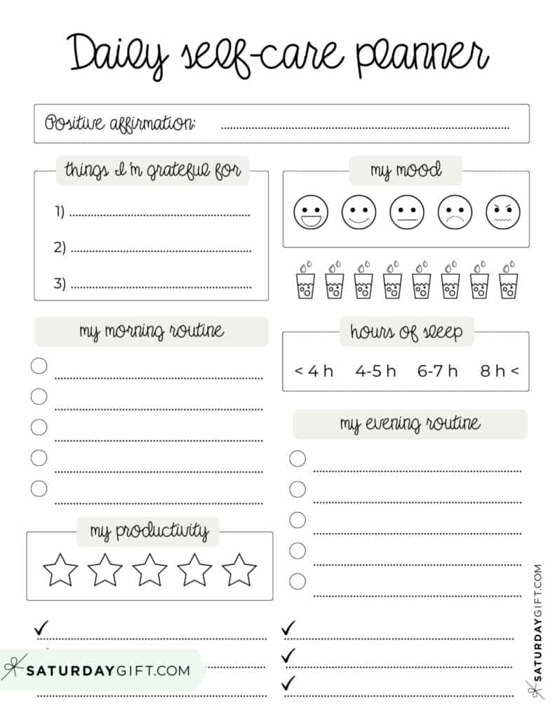 Printable Self Care Plan Worksheet