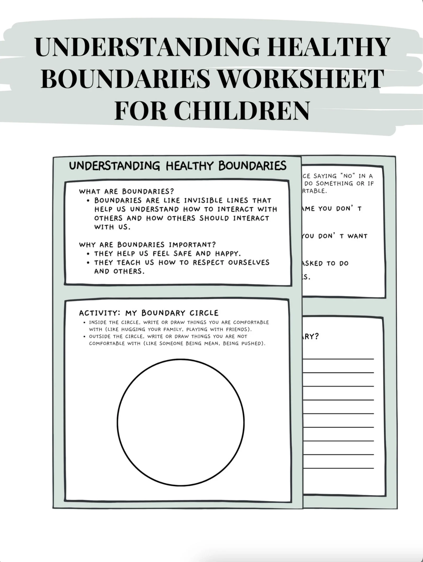 Setting Boundaries For Children A Worksheet For Therapists